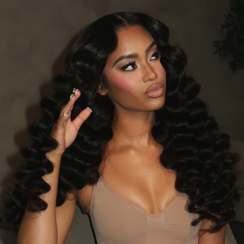 SWAY 250 300 Density Loose Deep Wand Curls 13x4 Lace Front Virgin Human Hair Wig