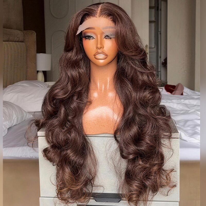SWAY 300 Density Chestnut Chocolate Brown 13x4 Lace Front Virgin Human Hair Wig