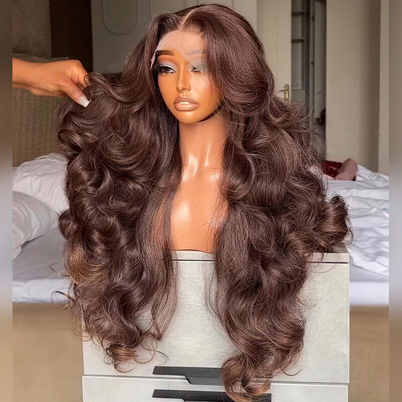 SWAY 300 Density Chestnut Chocolate Brown 13x4 Lace Front Virgin Human Hair Wig