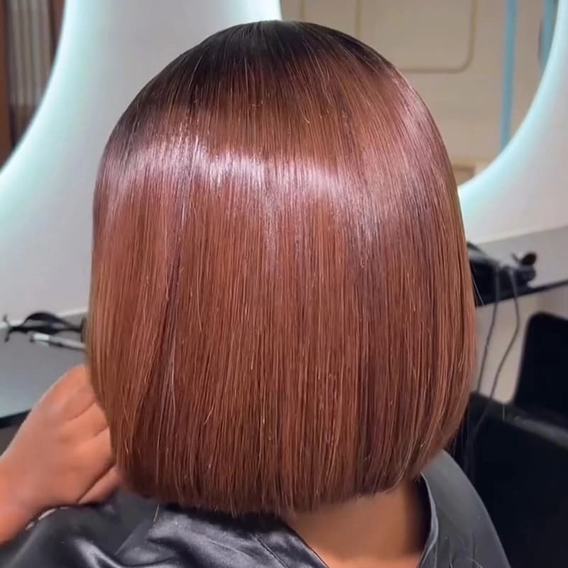SWAY 8 10 12 inch Short Bob Ombre Black Warm Chocolate Brown 13x4 Lace Front Virgin Human Hair Wigs