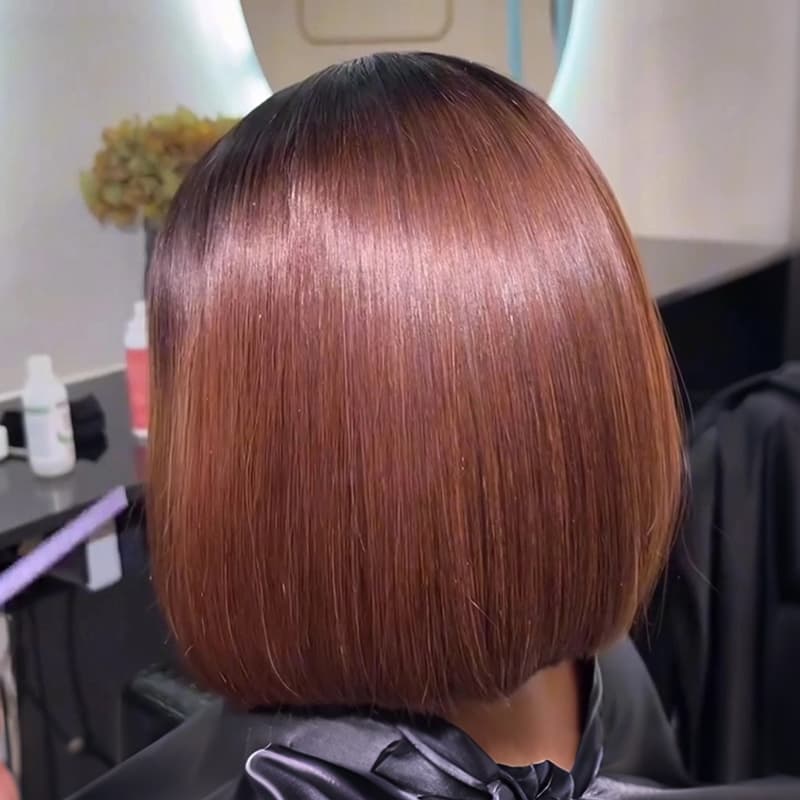 SWAY 8 10 12 inch Short Bob Ombre Black Warm Chocolate Brown 13x4 Lace Front Virgin Human Hair Wigs
