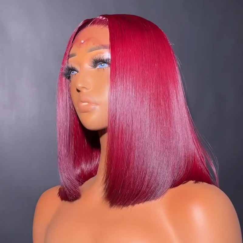 SWAY 8 10 12inch Short Bob Chestnut Burgundy Red Chocolate Brown Elegant 13x4 Lace Frontal Human Hair Wigs