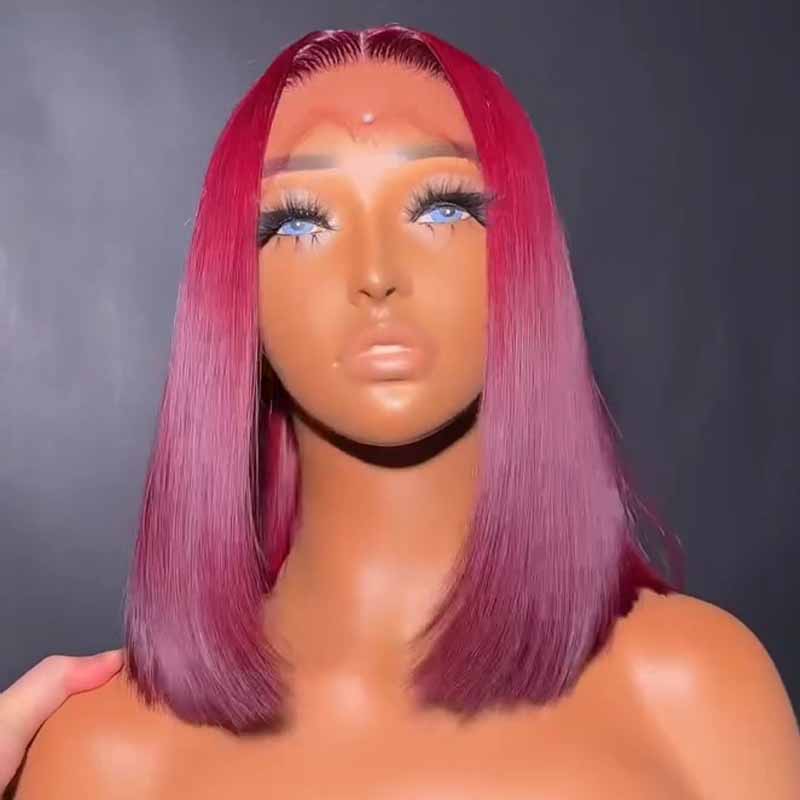 SWAY 8 10 12inch Short Bob Chestnut Burgundy Red Chocolate Brown Elegant 13x4 Lace Frontal Human Hair Wigs