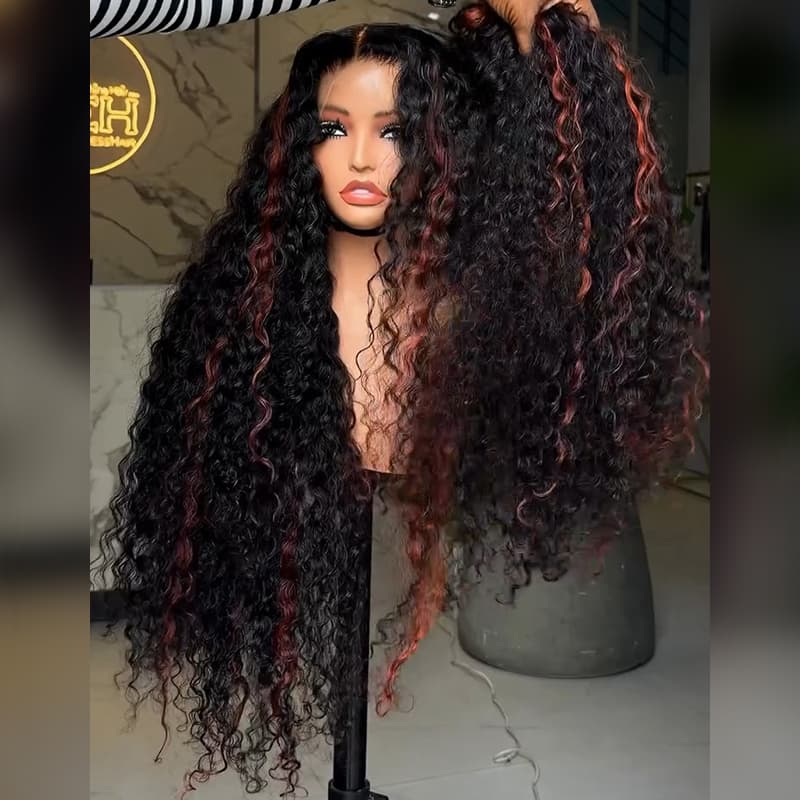 Pelucas de cabello humano SWAY rubio miel con reflejos marrones, 13x4 HD, con encaje frontal