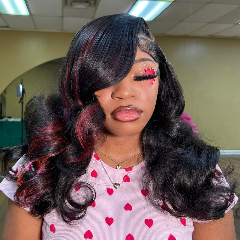 Pelucas de cabello humano ondulado con encaje frontal SWAY, color gris, densidad 200, 13x4