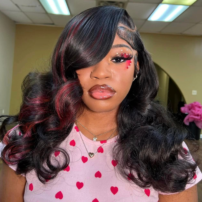 Pelucas de cabello humano ondulado con encaje frontal SWAY, color gris, densidad 200, 13x4