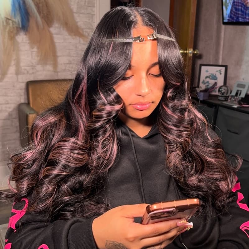 Pelucas de cabello humano ondulado con encaje frontal SWAY, color gris, densidad 200, 13x4