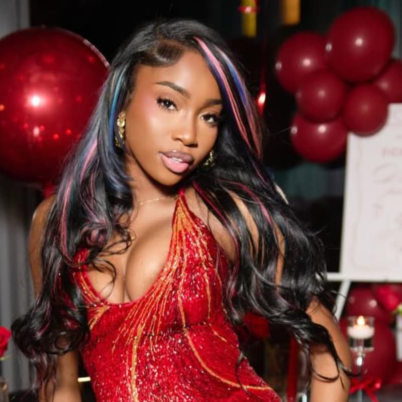 SWAY Black With Pink Blue Purple Highlights 13x4 Lace Front Human Hair Wigs