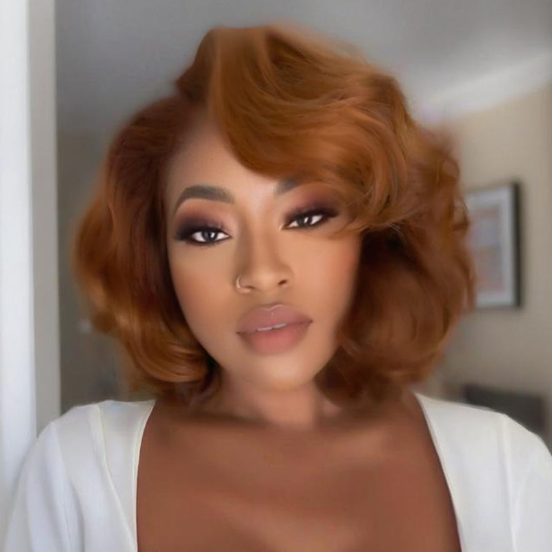 SWAY Elegant Brown Short BOB Body Wave 13x4 Lace Front Human Hair Wigs