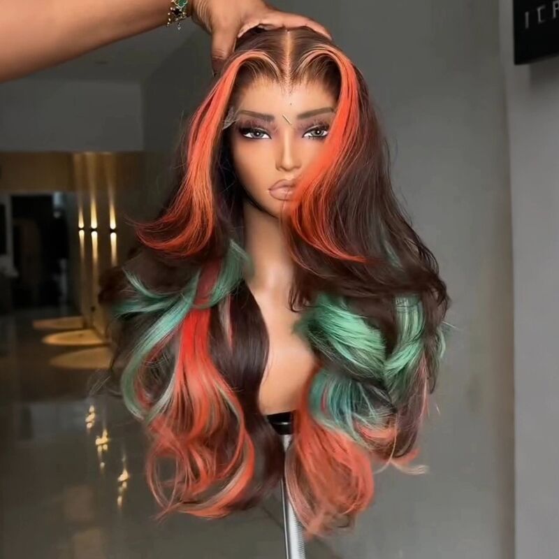 Pelucas de cabello humano ondulado con encaje frontal SWAY, color gris, densidad 200, 13x4
