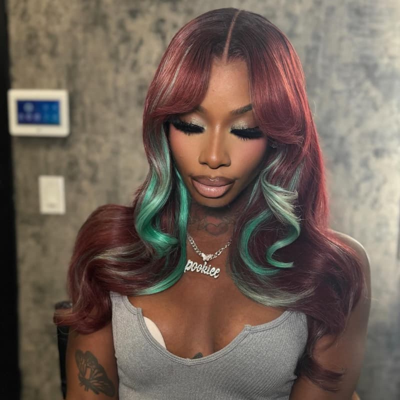 Pelucas de cabello humano ondulado con encaje frontal SWAY, color gris, densidad 200, 13x4