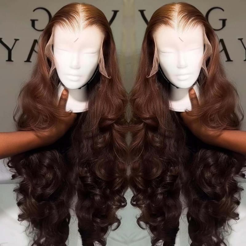 SWAY Chocolate Brown Bouncy Loose Wave 300 Density 13x4 Lace Front Human Hair Wigs