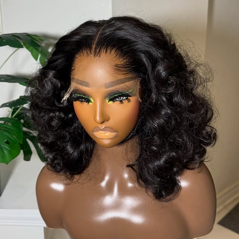 Pelucas de cabello humano Remy con encaje frontal de 13x4 y rizos sueltos de densidad 250-300 de SWAY