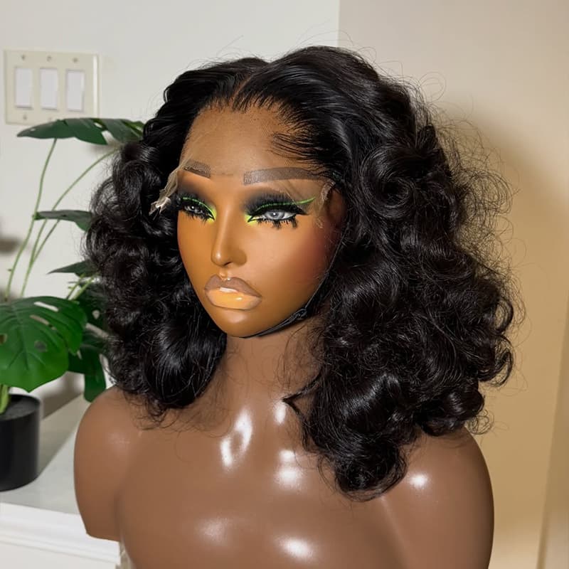 Pelucas de cabello humano Remy con encaje frontal de 13x4 y rizos sueltos de densidad 250-300 de SWAY