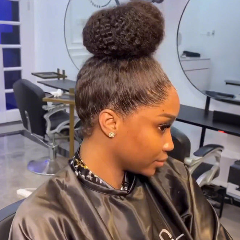 SWAY Full Lace Updo Ponytails Buns Friendly Kinky Curly Human Hair Wigs