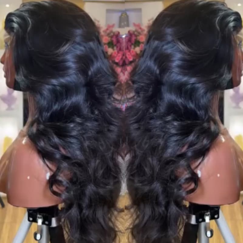 SWAY Glam Loose Body Wave Curls 13X4 Lace Front Human Hair Wigs 250 300 Density