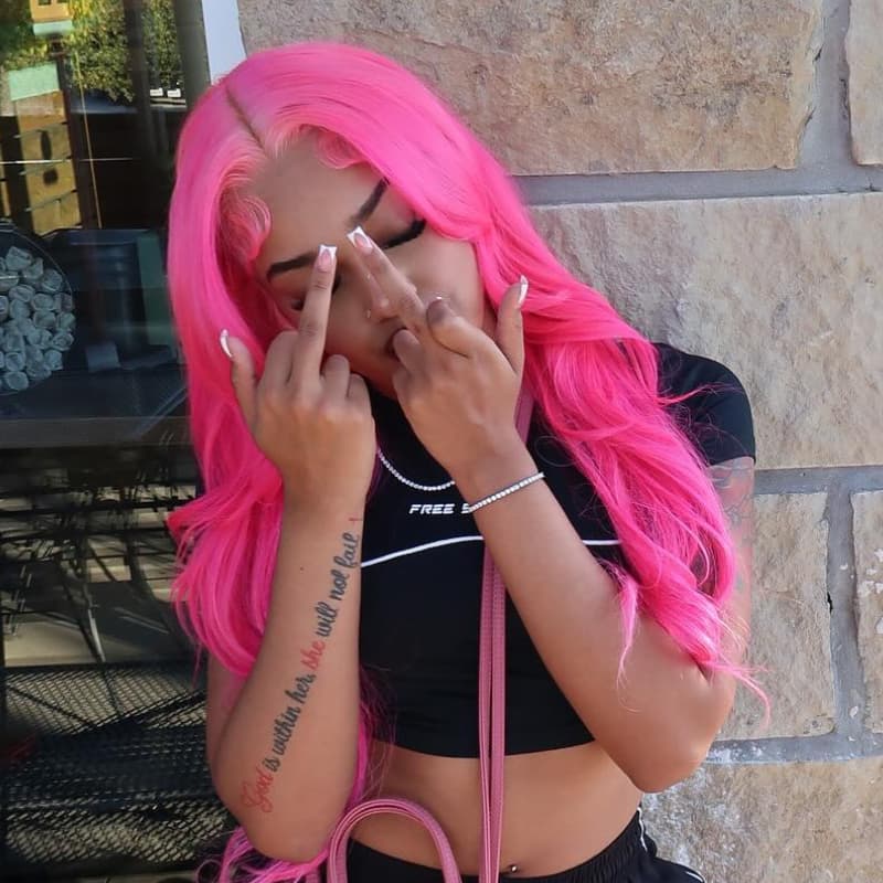 SWAY Hot Pink 13x4 Lace Front Virgin Remy Human Hair Wig 200 Density