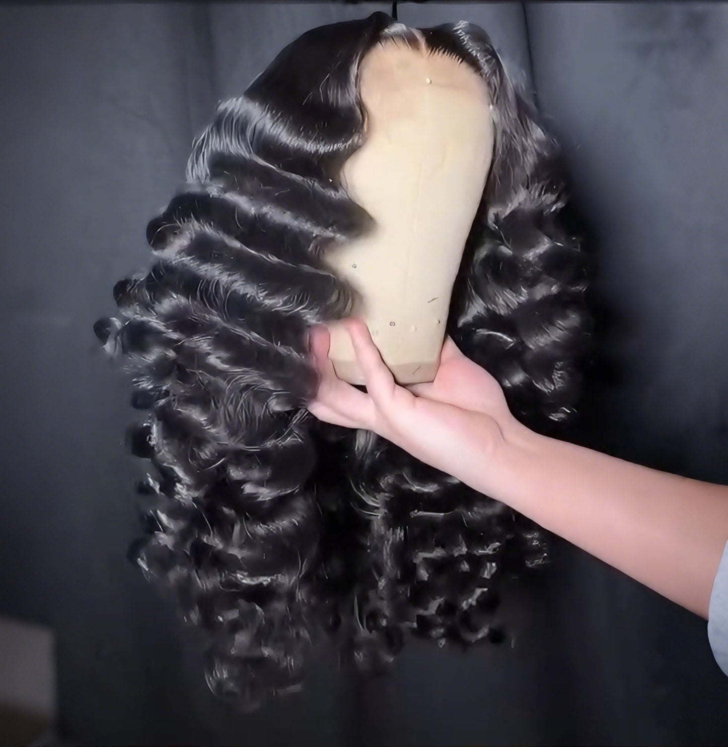 SWAY Loose Deep Wave Wand Curls 13X4 Lace Front Human Hair Wigs 250 300 Density