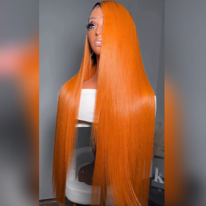 SWAY Luxury Copper Ginger Orange 13X4 Lace Front Remy Human Hair Wigs 250 300 Density