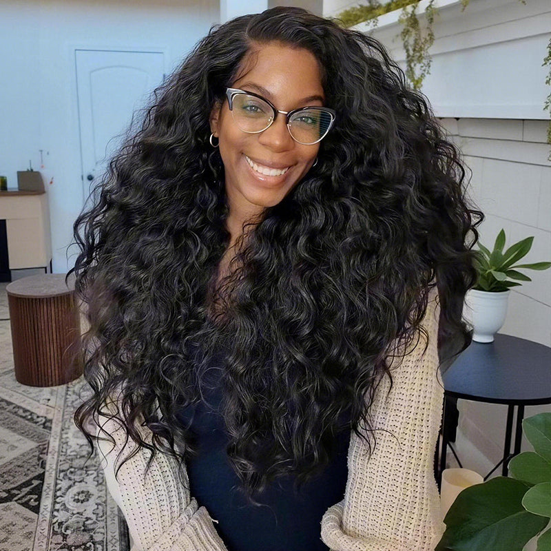 SWAY Natural Loose Kinky Curly 13X4 Lace Front Human Hair Wigs 250 300 Density