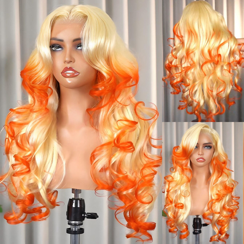 Pelucas de cabello humano ondulado con encaje frontal SWAY, color gris, densidad 200, 13x4