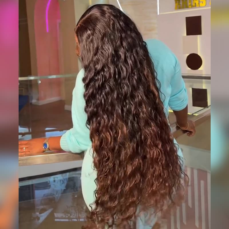SWAY Ombre Black Brown Beach Water Wave 13X4 Lace Front Human Hair Wigs 250 300 Density