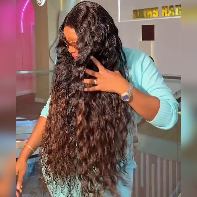 SWAY Ombre Black Brown Beach Water Wave 13X4 Lace Front Human Hair Wigs 250 300 Density