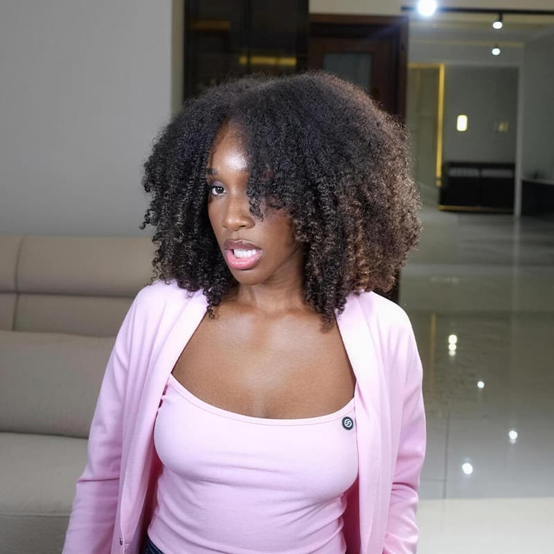 SWAY Ombre Black Brown Fluffy Kinky Curly Coils Short Bob 13x4 Lace Frontal Human Hair Wigs