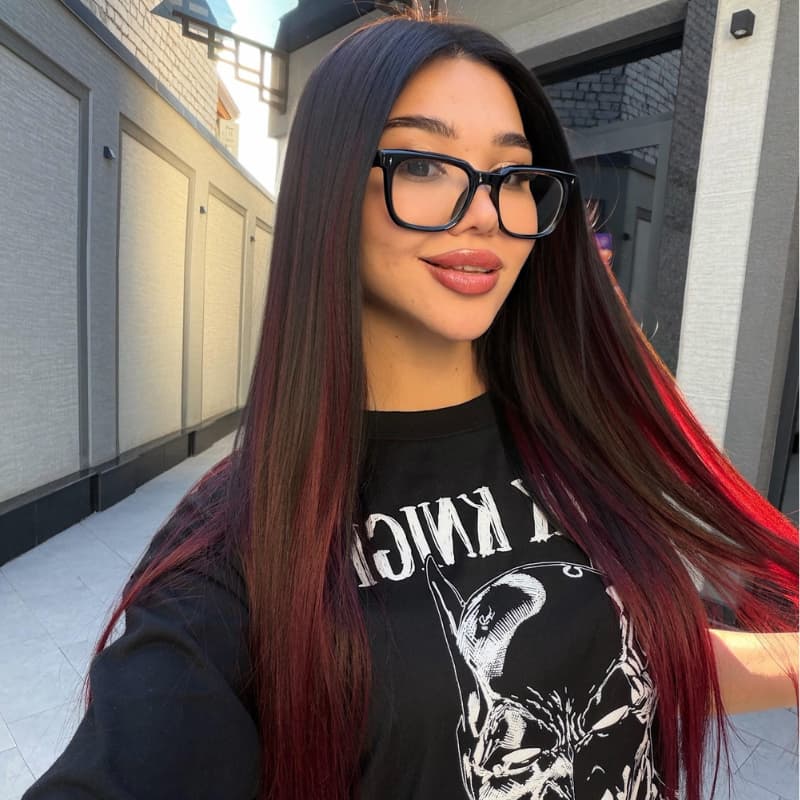 SWAY Ombre Black Burgundy Red Student Affordable Back to School Graduation College Girl 13x4 Lace Front Human Hair Wig