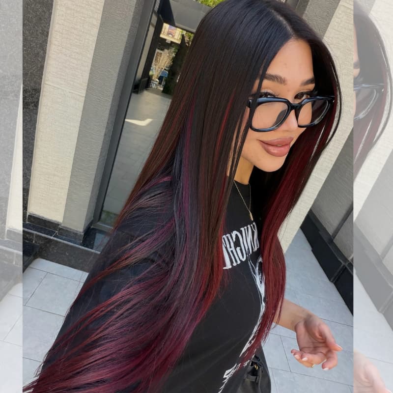 SWAY Ombre Black Burgundy Red Student Affordable Back to School Graduation College Girl 13x4 Lace Front Human Hair Wig