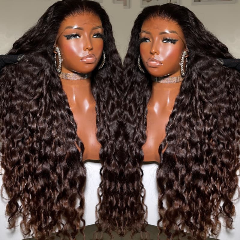 SWAY Ombre Black Chocolate Brown Spanish Loose Deep Wave 300 Density 13x4 Lace Front Human Hair Wigs
