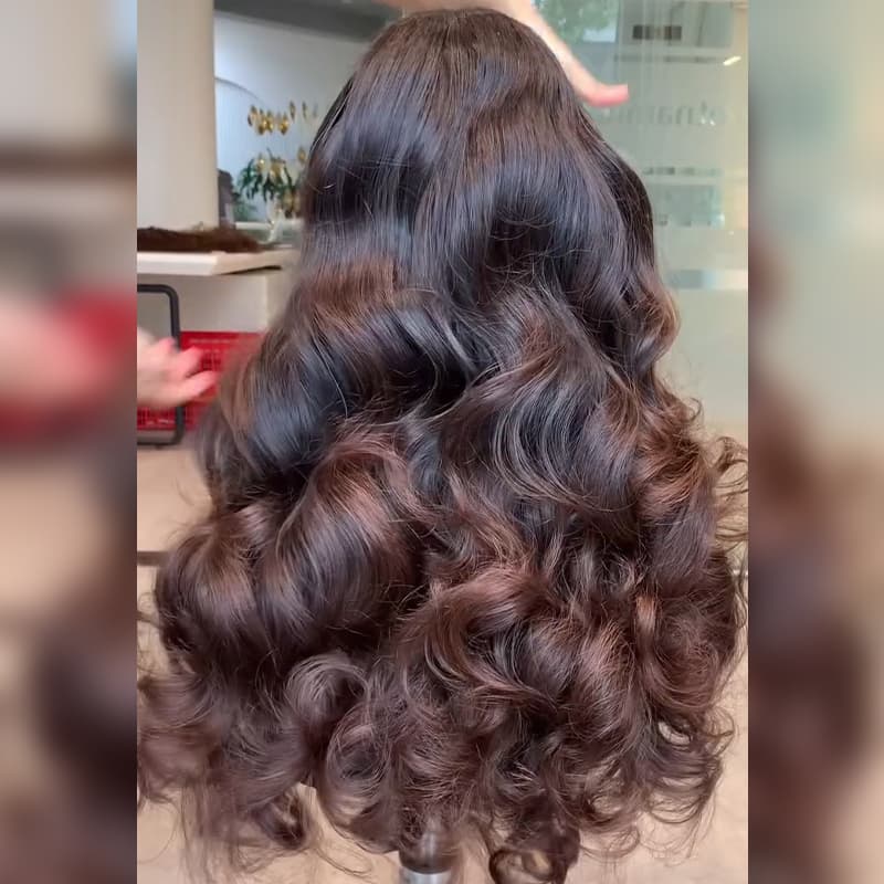 Pelucas de cabello humano SWAY rubio miel con reflejos marrones, 13x4 HD, con encaje frontal