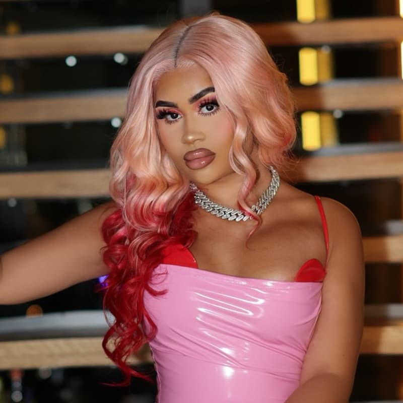 SWAY Ombre Pastel Pink Burgundy Red 13x4 Lace Front Virgin Human Hair Wig