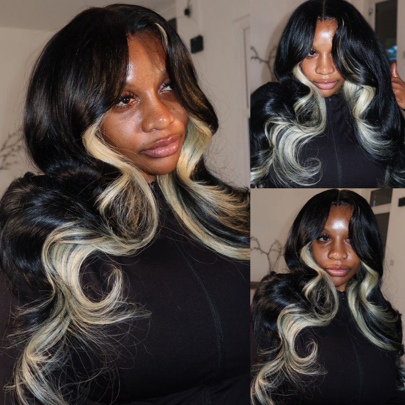 Pelucas de cabello humano ondulado con encaje frontal SWAY, color gris, densidad 200, 13x4