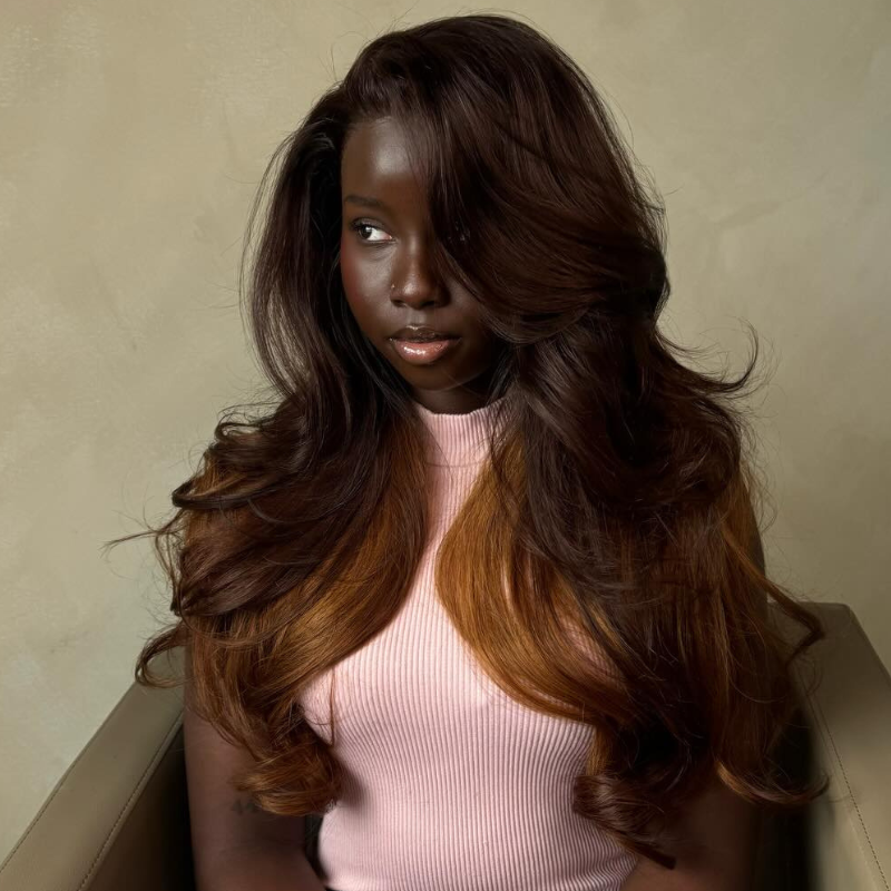 SWAY Peekaboo Dark Chocolate Brown Copper Auburn Ginger 13x4 Lace Front Virgin Human Hair Wig