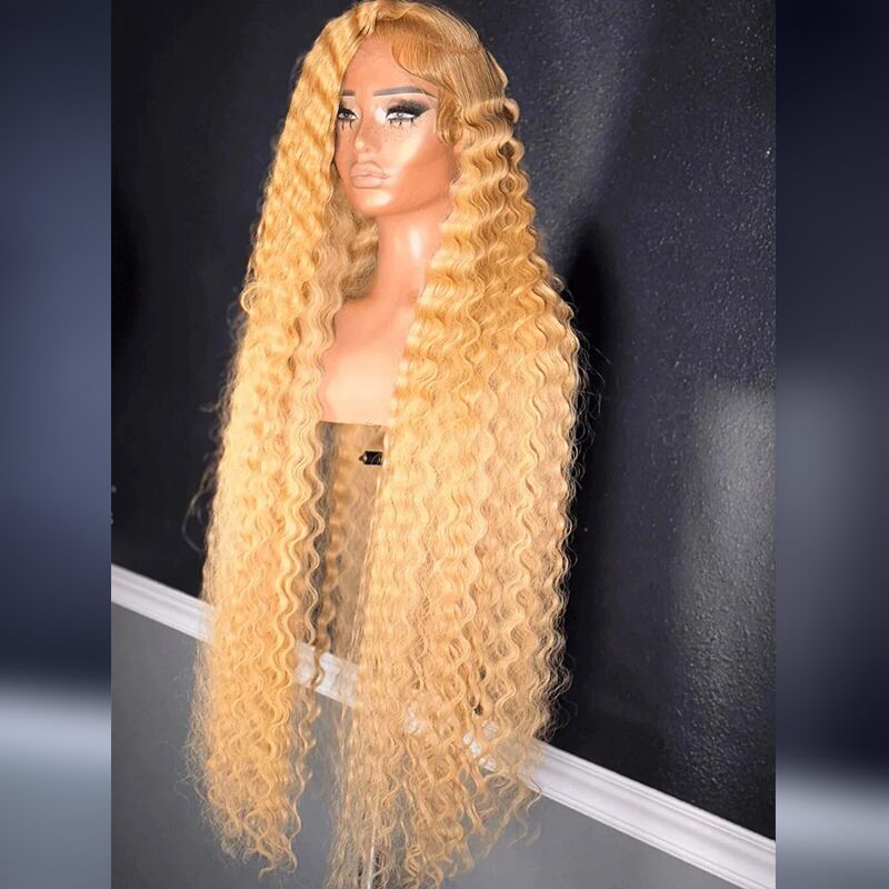 SWAY Platinum Strawberry Honey Blonde Deep Wave Curly 13x4 Lace Front Human Hair Wigs