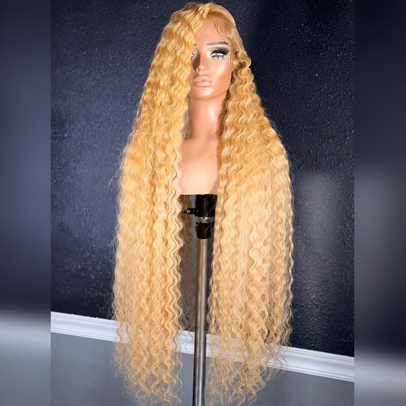 SWAY Platinum Strawberry Honey Blonde Deep Wave Curly 13x4 Lace Front Human Hair Wigs