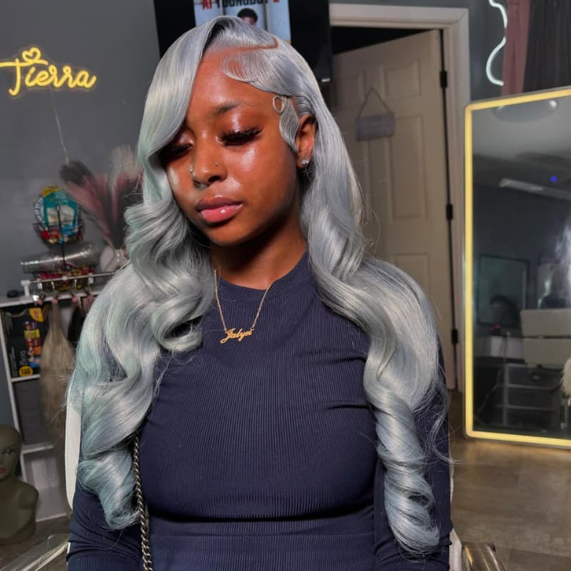 SWAY Gray Color 200 Density Grey 13x4 Lace Front Virgin Human Hair Wig