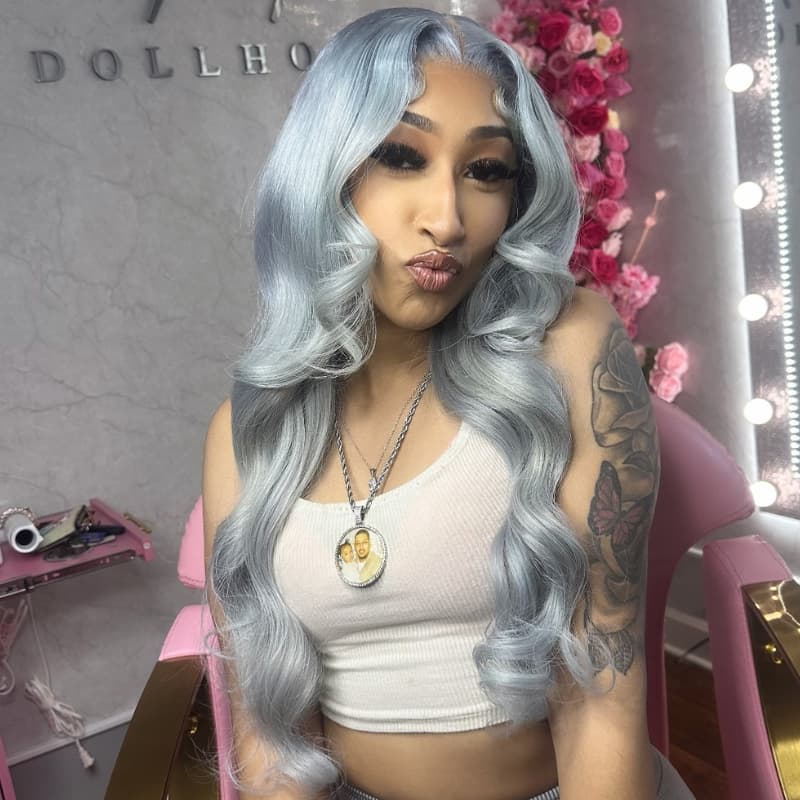 SWAY 200 Density Grey Color 13x4 Lace Front Body Wave Human Hair Wigs