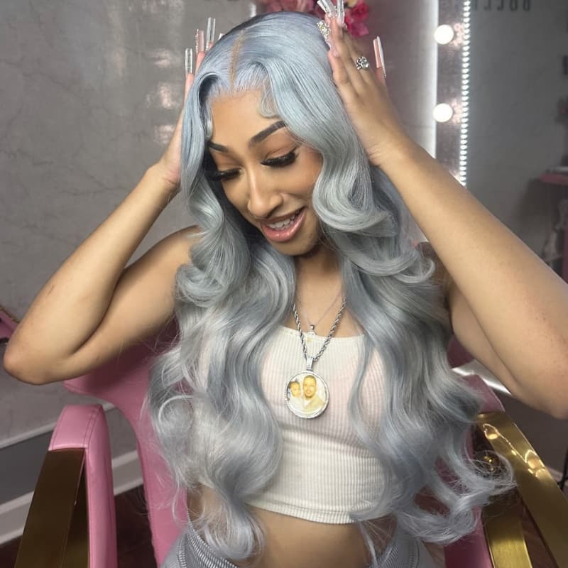 SWAY 200 Density Grey Color 13x4 Lace Front Body Wave Human Hair Wigs