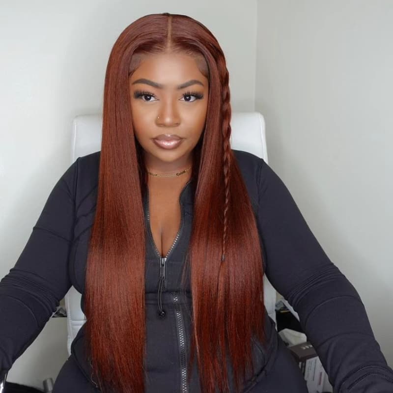 SWAY Reddish Chocolate Brown Bone Straight Remy Human Hair Weave Wigs