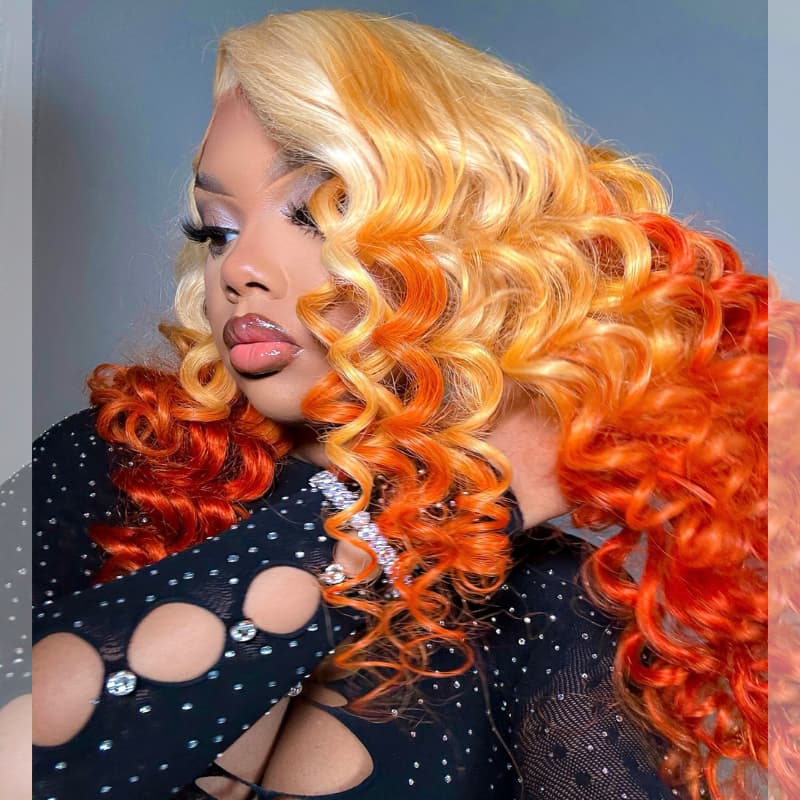 SWAY Reverse Ombre Ginger Orange 13x4 Lace Front Virgin Human Hair Wig