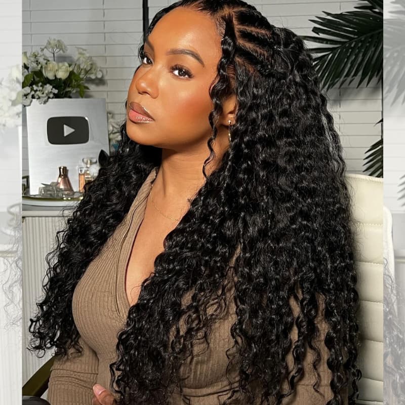 Pelucas de cabello humano Remy con encaje frontal de 13x4 y rizos sueltos de densidad 250-300 de SWAY