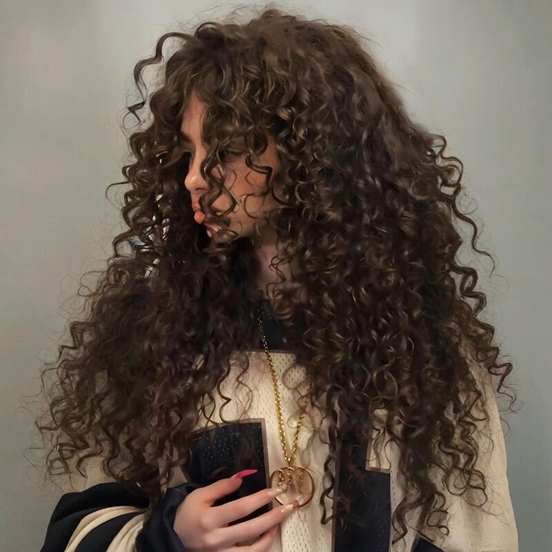 SWAY 250 300 Density Brown Bouncy Spiral Loose Curls 13x4 Lace Front Human Hair Wigs