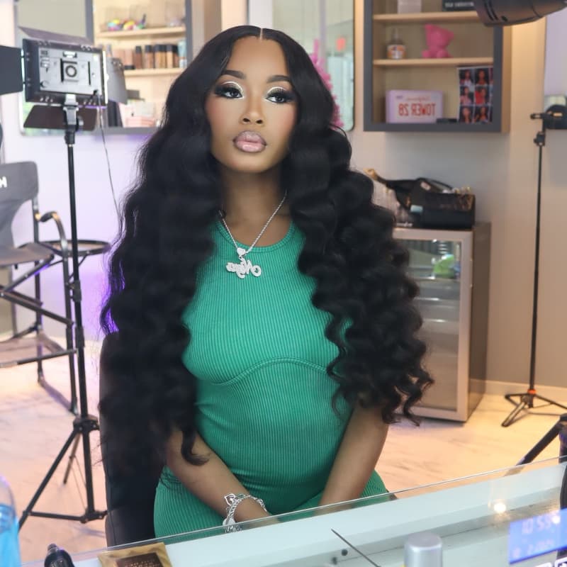 Pelucas de cabello humano SWAY de 250 a 300 densidad, sueltas, de ondas profundas, con encaje frontal de 13x4