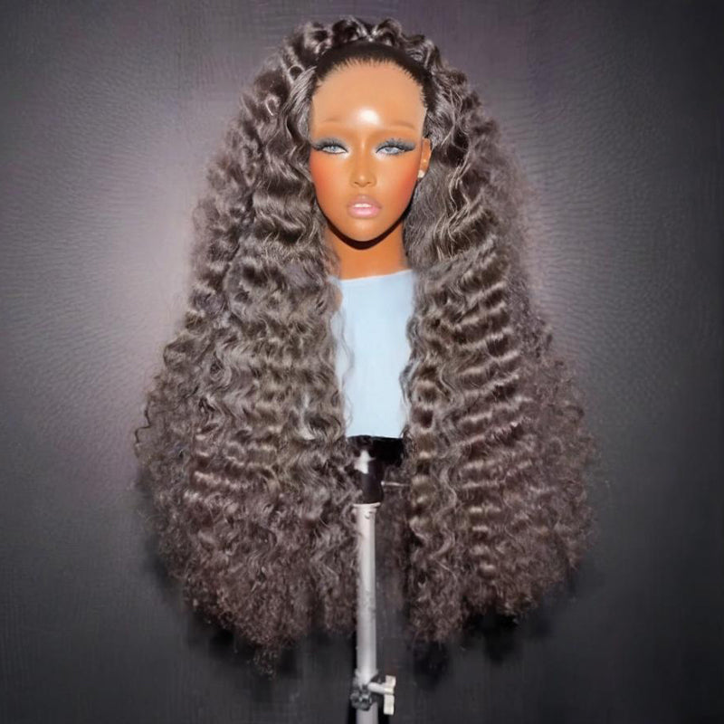 SWAY 250 300 Density Natural Fluffy Deep Wave 13x4 Lace Front Human Hair Wig