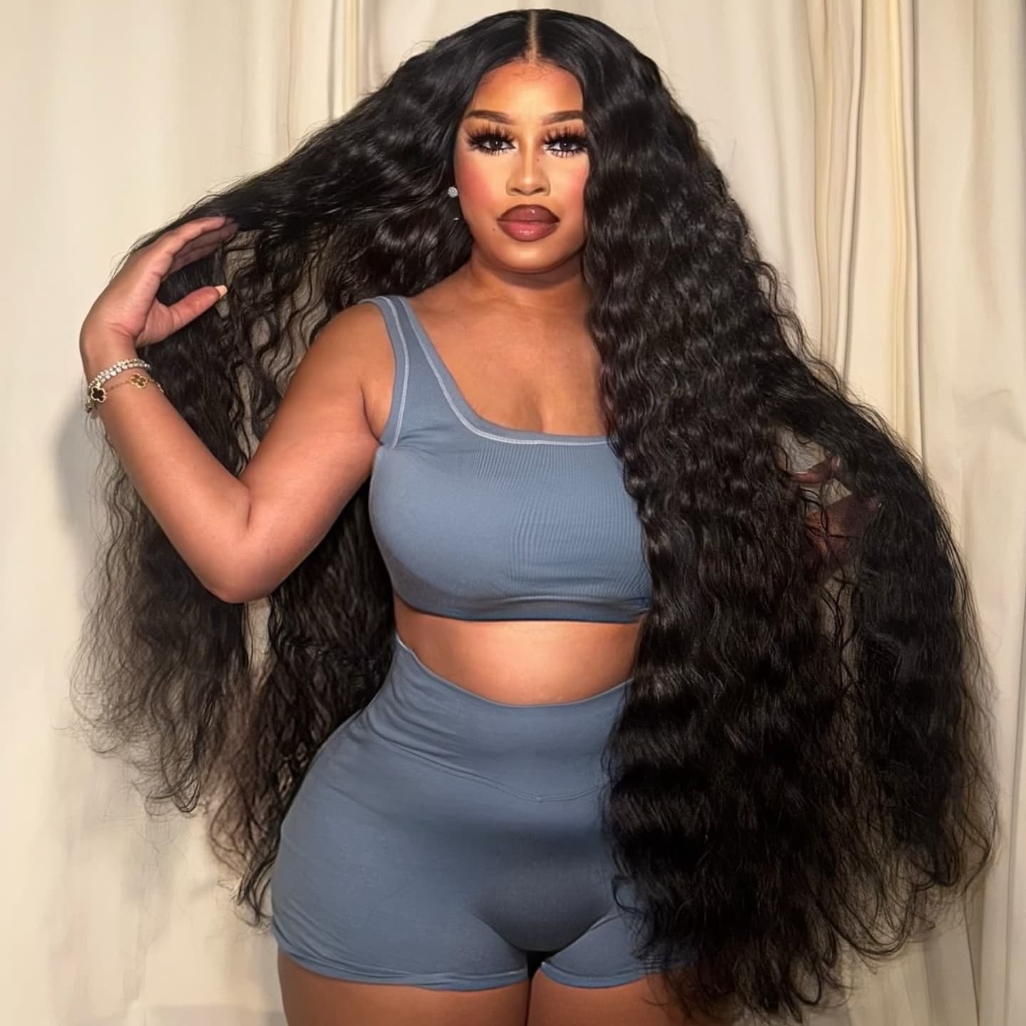 SWAY 300 400 Density Thick Full Volume Straight Body Wave Wand Curls 13x4 Lace Front Human Hair Wigs