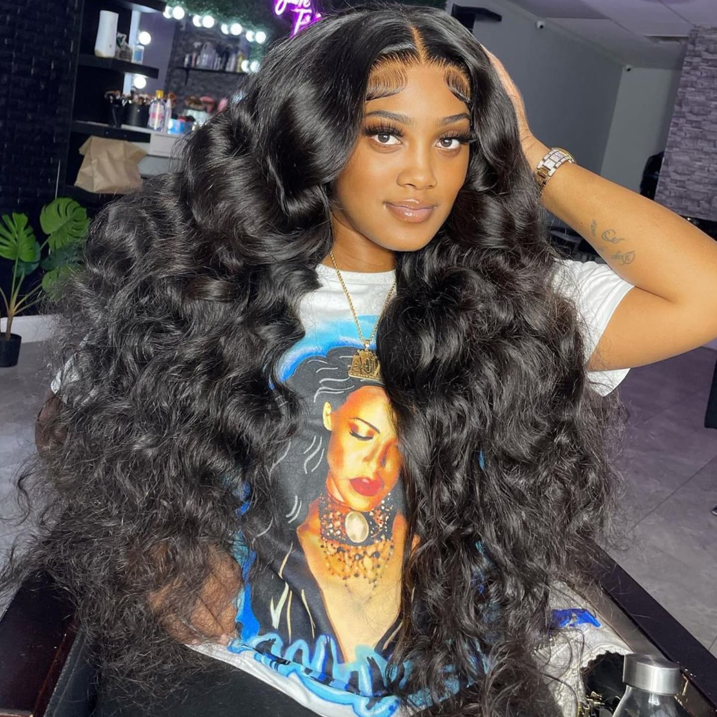 SWAY 300 400 Density Thick Full Volume Straight Body Wave Wand Curls 13x4 Lace Front Human Hair Wigs