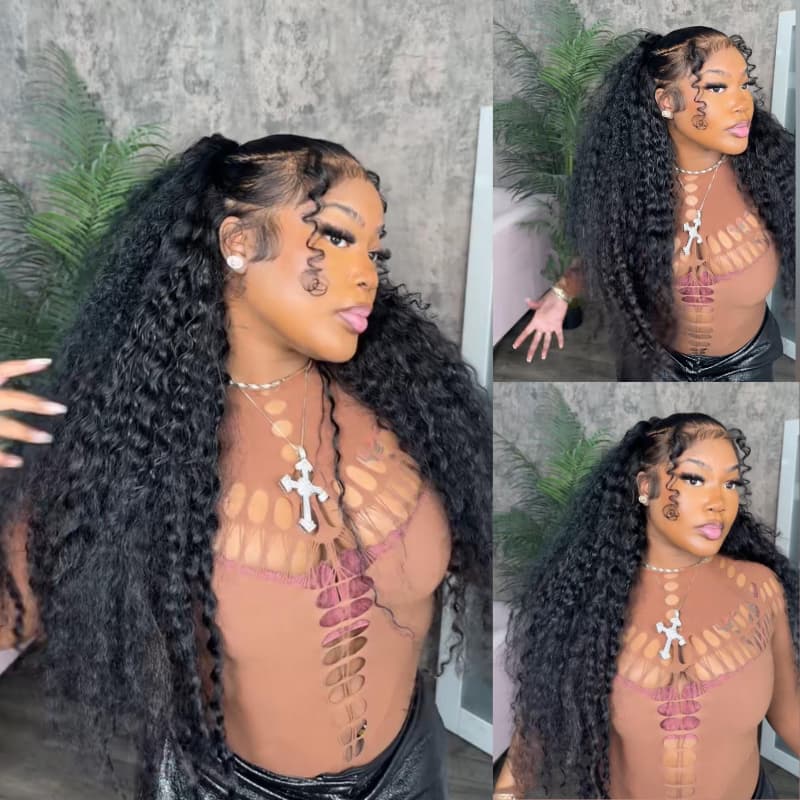 Pelucas de cabello humano Remy con encaje frontal de 13x4 y rizos sueltos de densidad 250-300 de SWAY