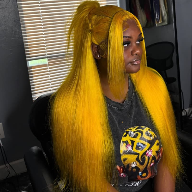 SWAY 30 32 34 Inch Yellow Bone Straight 13x4 Lace Front Human Hair Wig